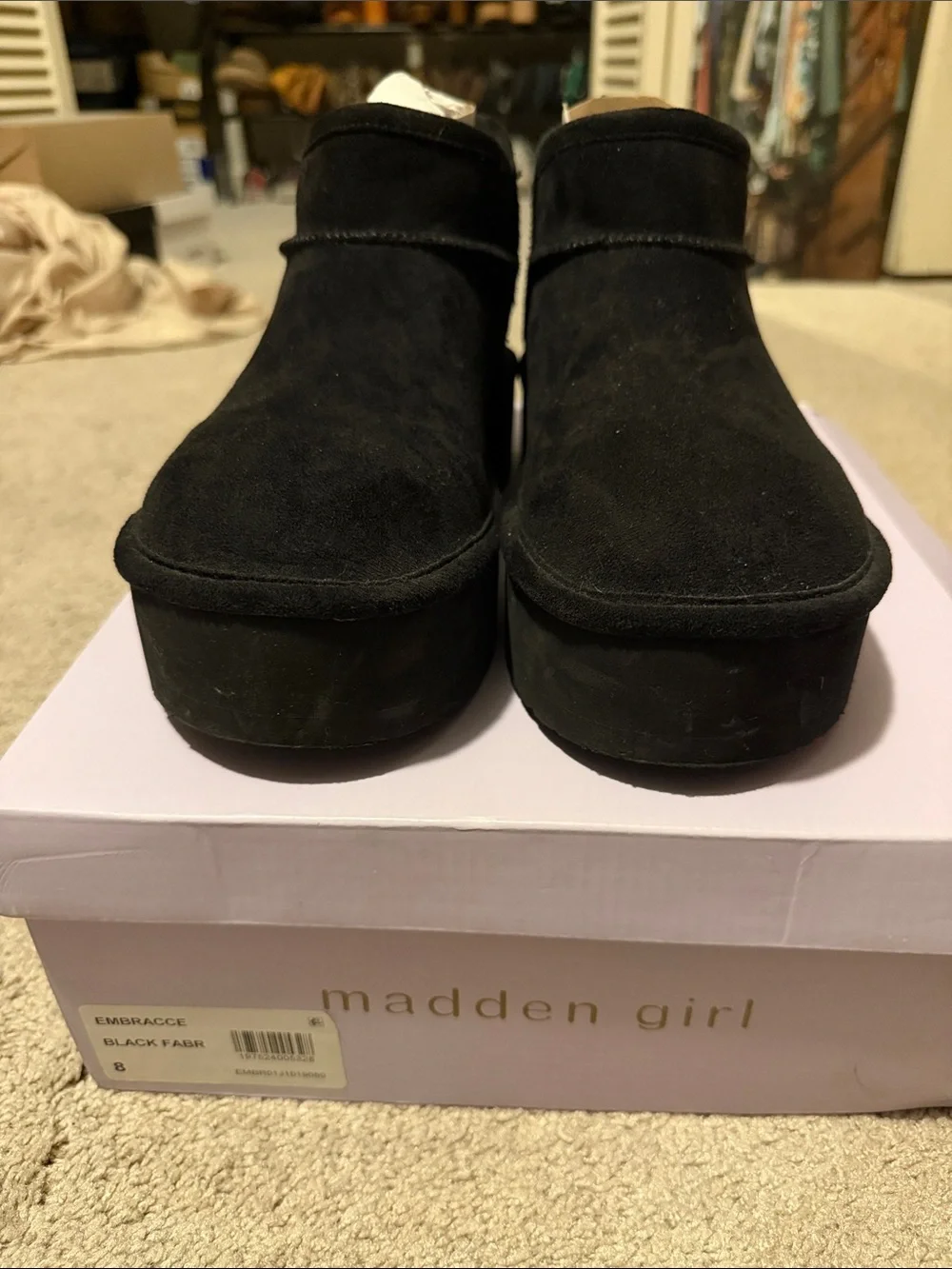 Madden Girl Black Suede Platform Ankle Boots Size 8